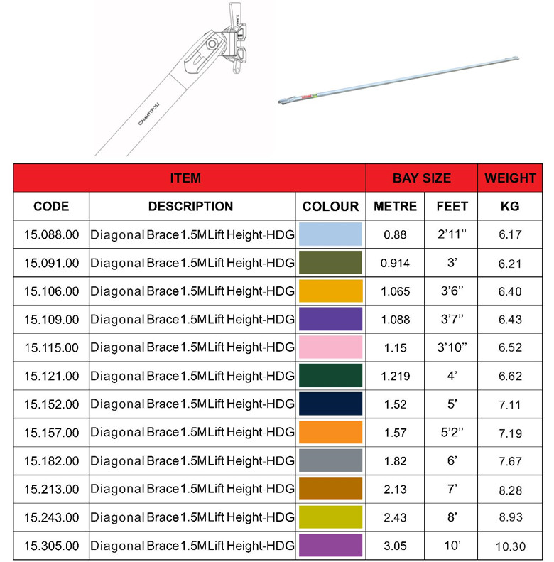 Diagonal Brace – 1.5M Lift Height - Buy Bay Brace, Scaffolding Brace ...